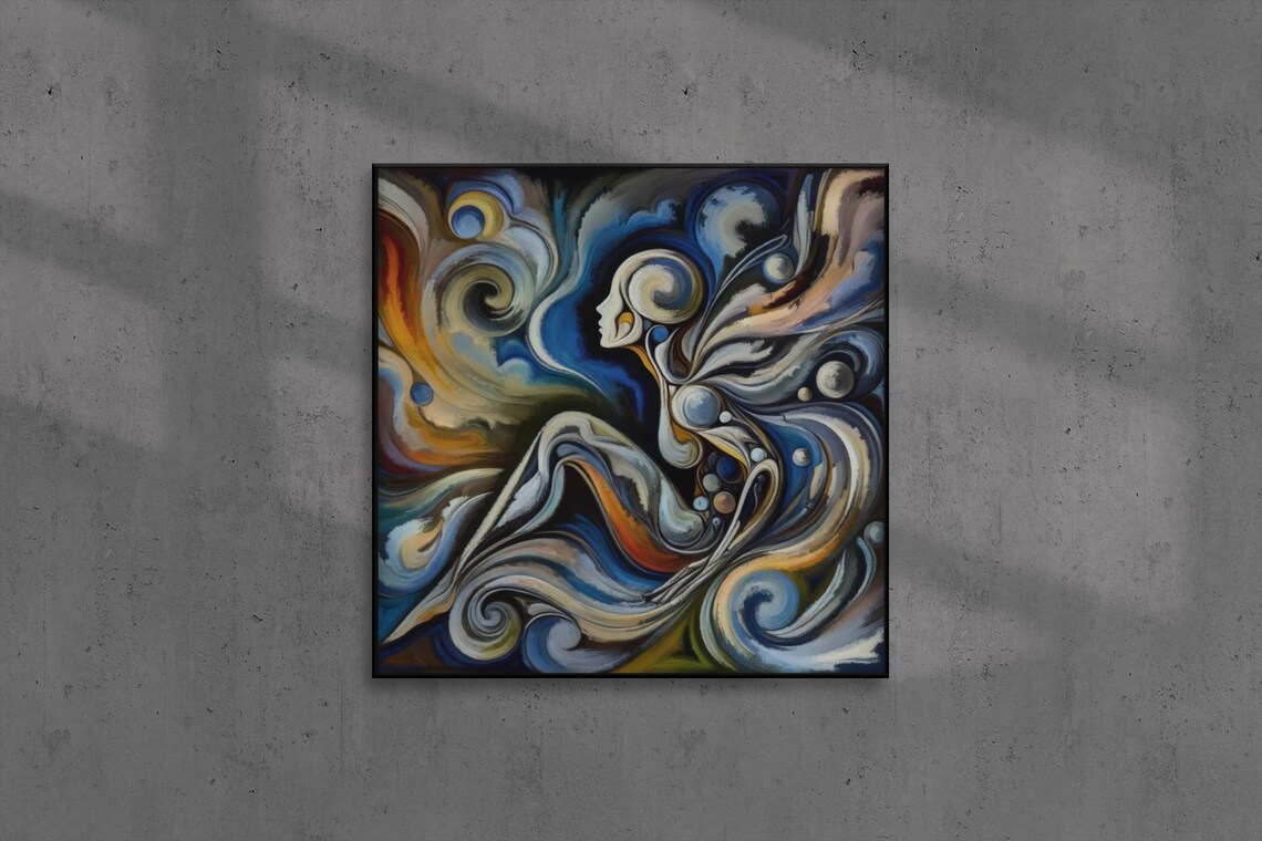 Mystical Abstract Goddess Surreal Painting Cosmic Fantasy Wall Art