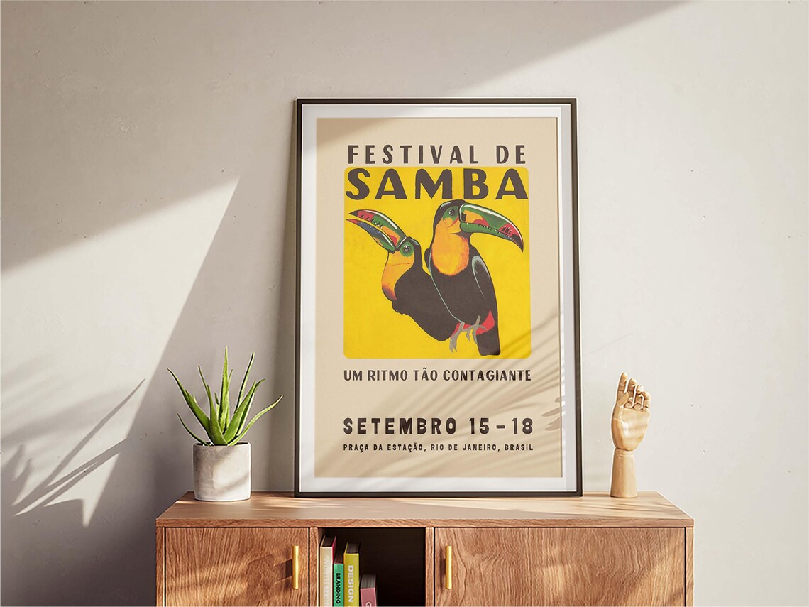Toucan Samba Festival Vintage Mid-Century Art Print - Image 2