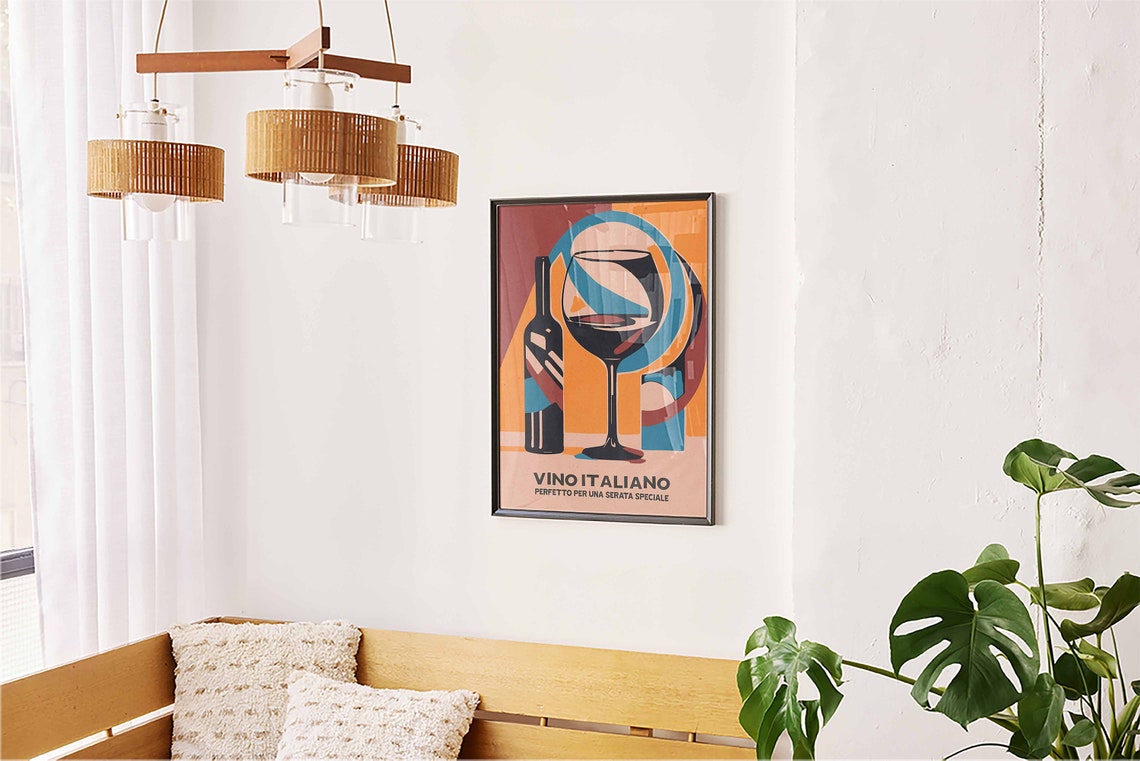 Vino Italiano Italian Wine Cubist Bottle Glass Colorful Wall Art - Image 5