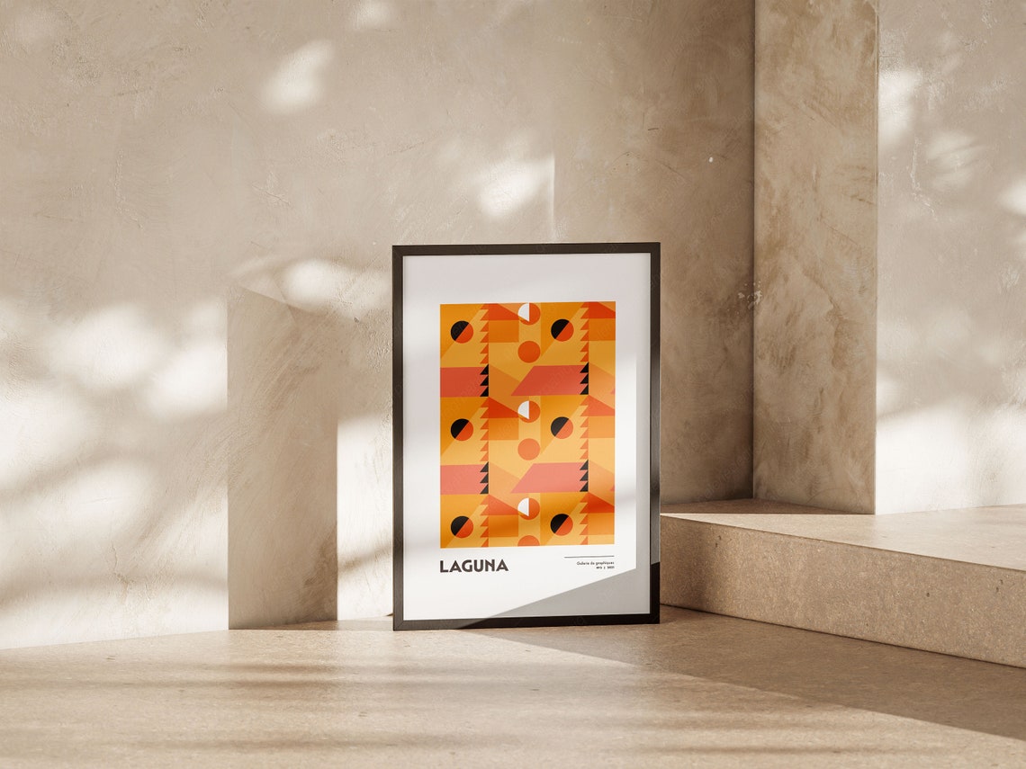 Laguna Orange Geometric Graphic Gallery Exhibition Art Poster - Image 4