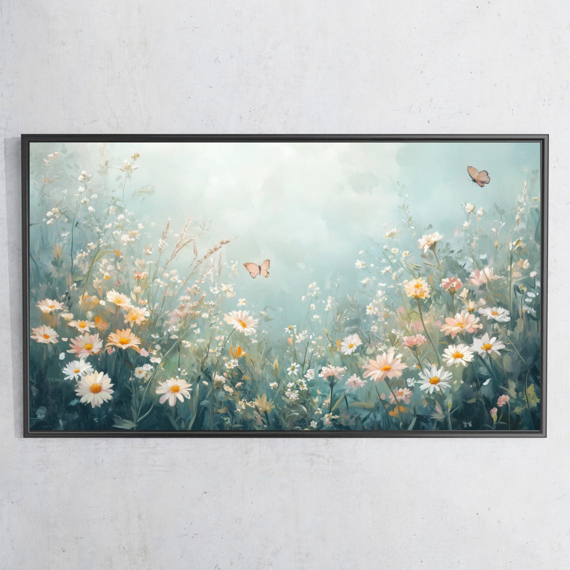 Wildflowers Frame Tv Art 4k Frame Tv Art Spring Meadow Tv Art Butterfly Tv Art Soft Muted Colors Tv346