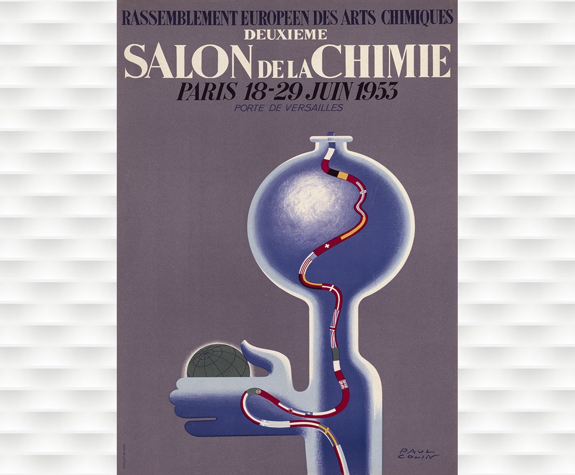 Salon De La Chimie Paris 1953 Paul Colin Chemistry Expo Poster