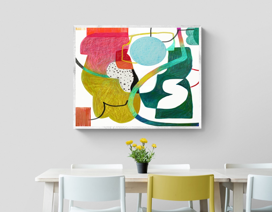 Modern Abstract Painting, Colorful Wall Art Print - Image 4