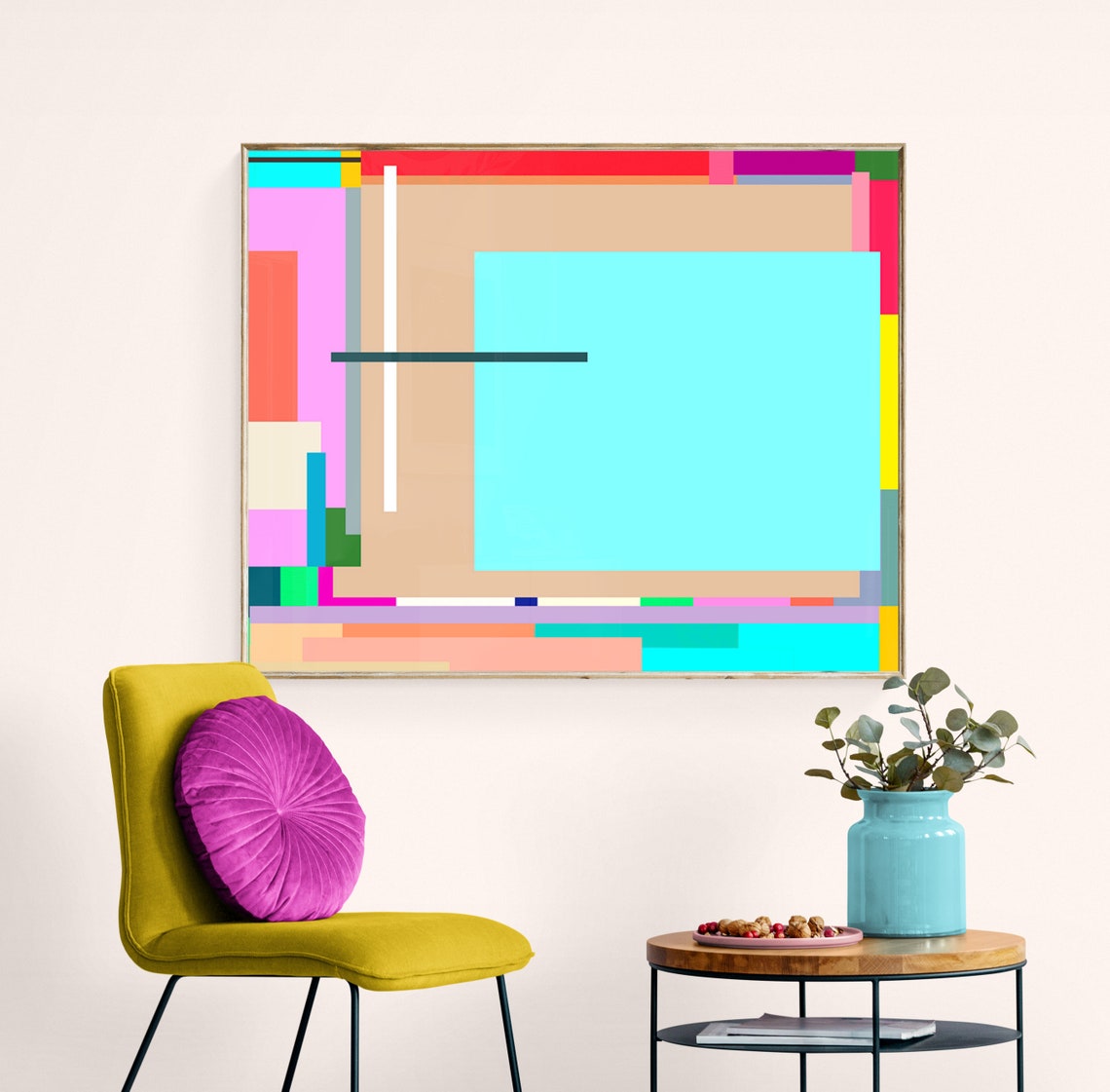 Light Blue Abstract Art Minimalist Wall Art Abstract Painting Geometric Modern Instant Wall Decor - Image 4