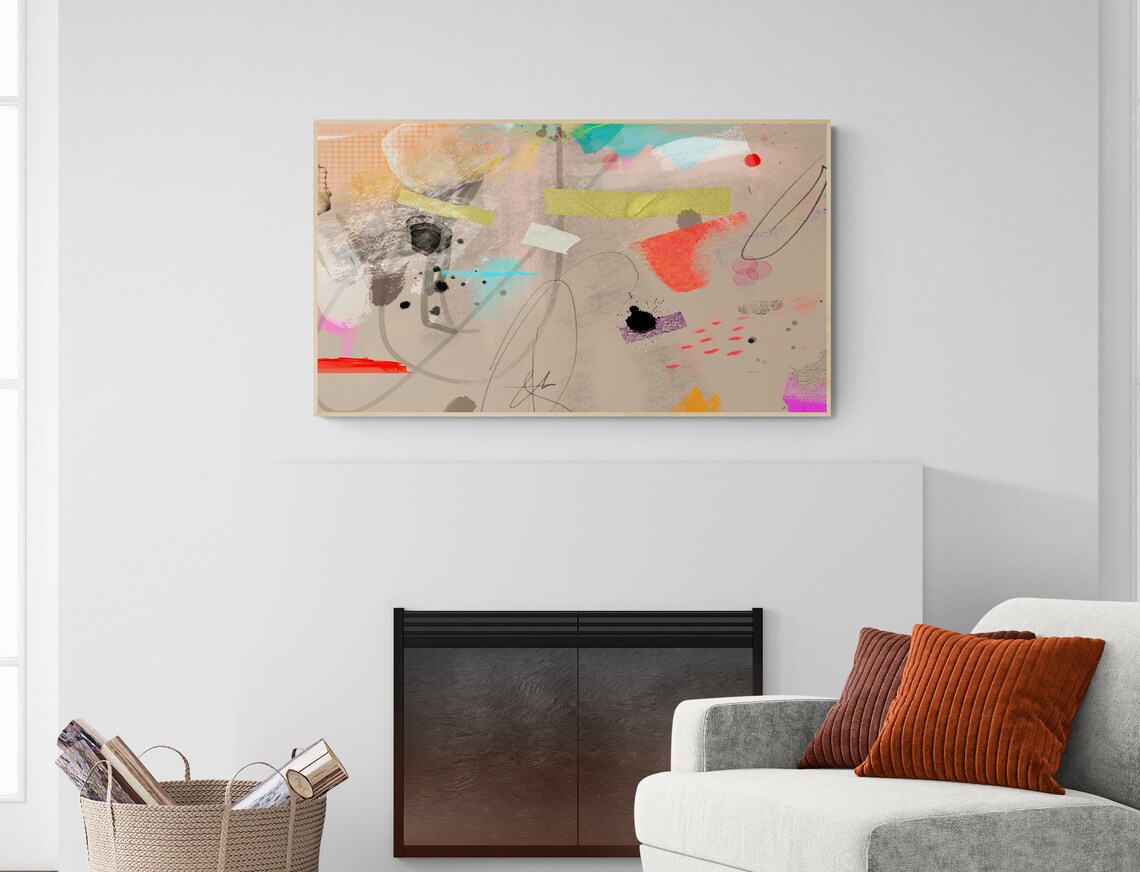 Beige and Orange Fruit Art Print for TV Decor - Image 3
