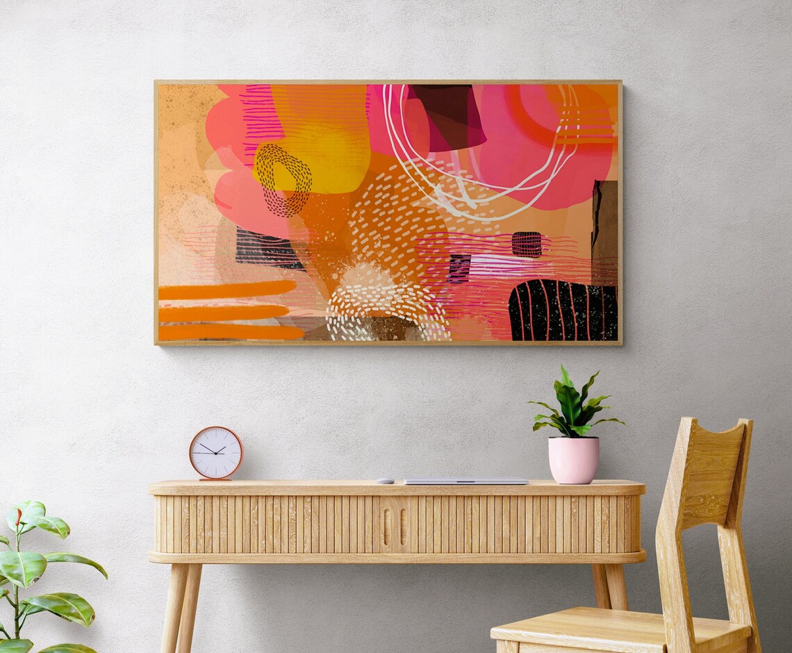 Frame Tv Art Abstract Colorful Frame Tv Modern Tv Orange Pink Frame Tv - Image 4