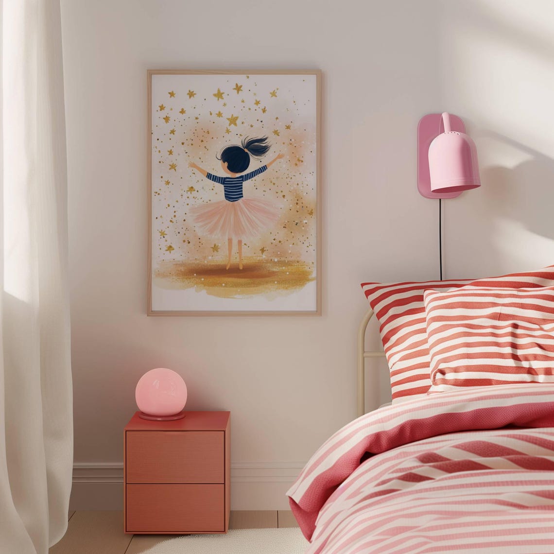 Ballet Nursery Art Pink Girls Room Ballet Dancer Painting Ballerina Nursery Decor Girly Wall Art Cute Toddler Room Decor Pink Ballerina - Image 3