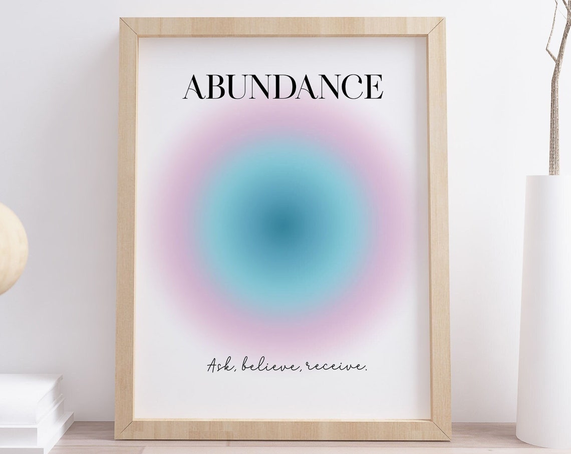Abundance Aura Gradient Ask Believe Receive Manifestation Poster