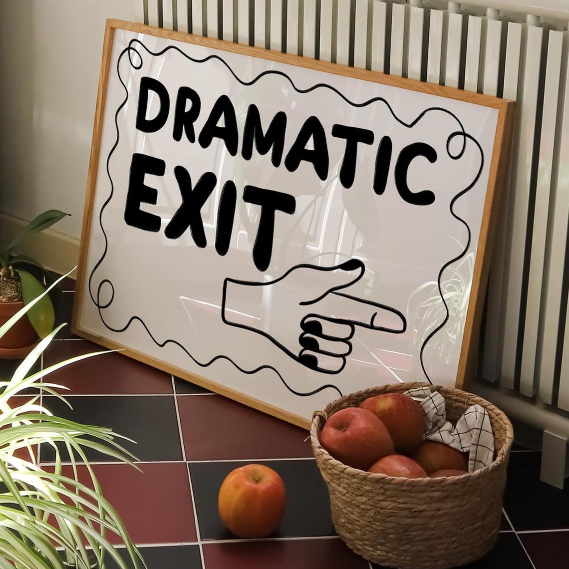 Dramatic Exit Black And White Hand Drawn Quote Typography Poster