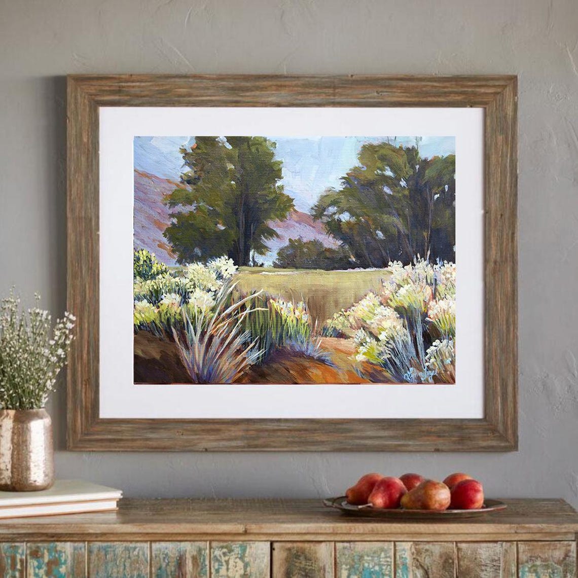 Carpinteria Wildflower Meadow Valley Trees Landscape Art Poster - Image 5