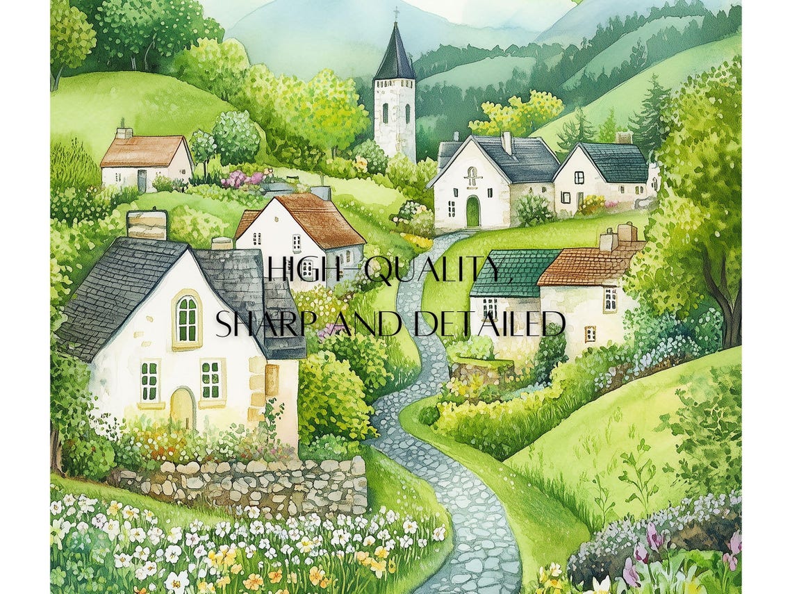 Cute St Patricks Village Wall Art St Patricks Day Rainbow Print Spring St Patricks Art Home Decor Instant - Image 3