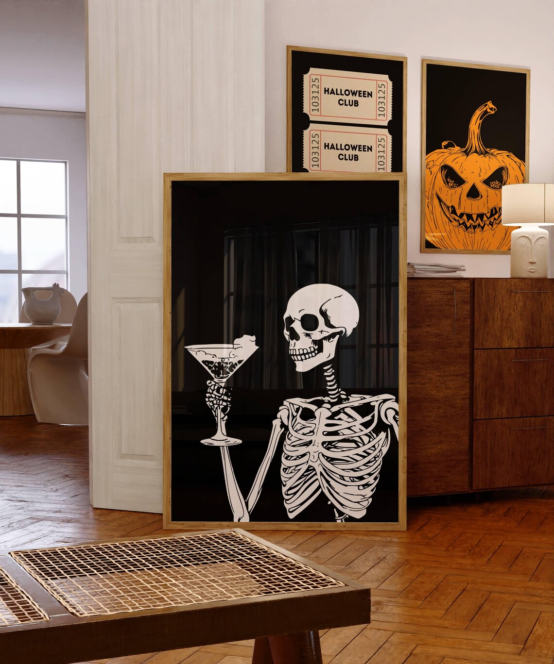 Skeleton With A Halloween Cheers Art Print