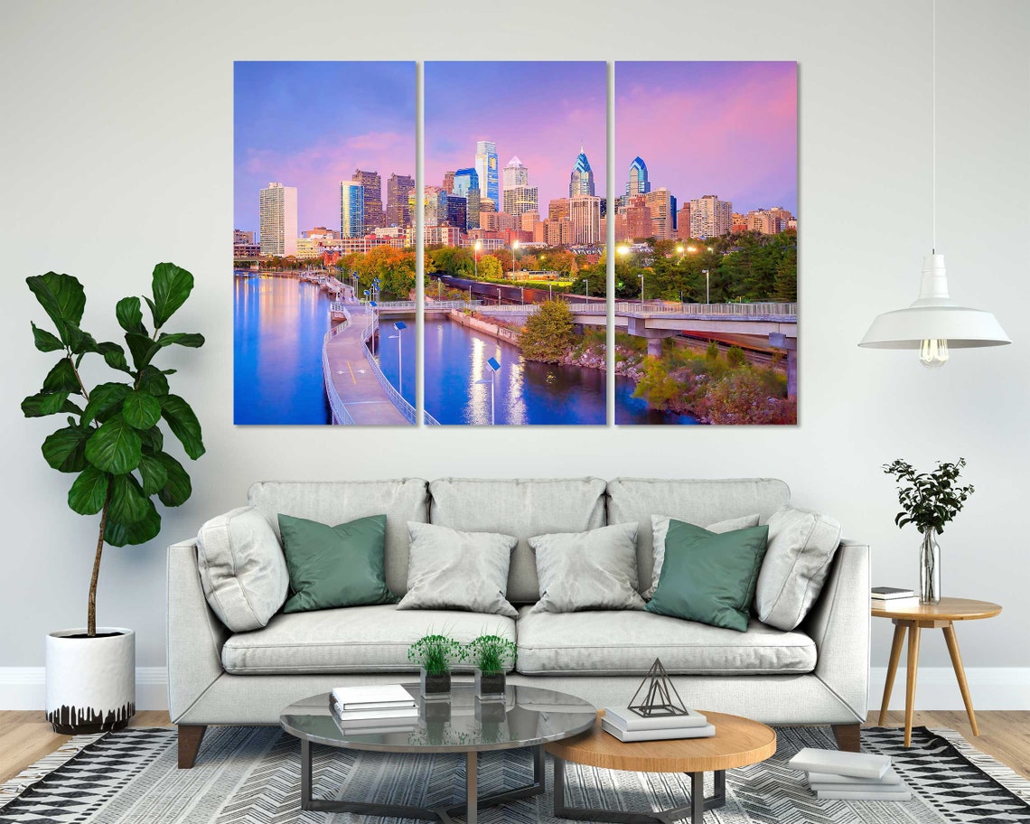 Philadelphia Downtown Skyline At Sunset Over Schuylkill River Poster - Image 8
