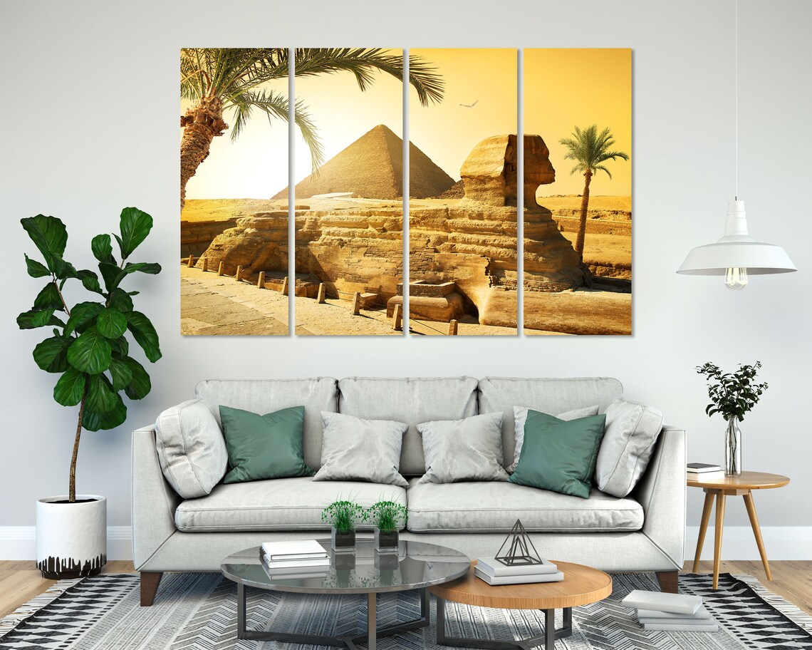 Sphinx And Pyramid Of Giza Egypt Sunset Desert Golden View Poster - Image 8