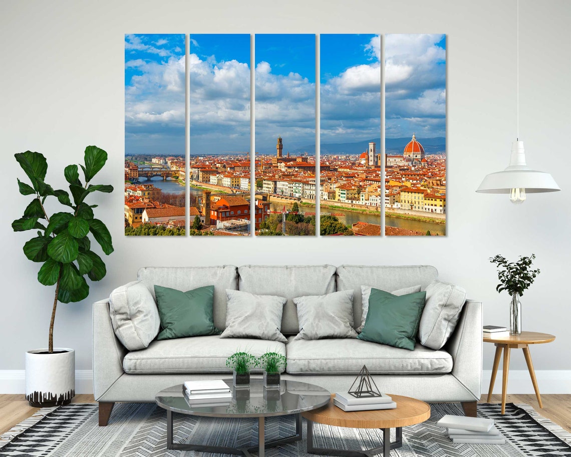 Florence Italy Panorama Arno River Duomo Red Rooftops Sunny Day Poster - Image 4
