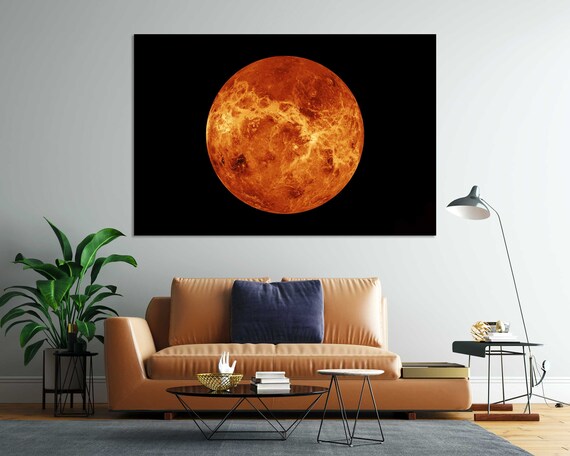 Planet Venus On A Black Background Print On Venus Close Up Painting Decor For Wall Orange Planeta Large Artwork Planet Pictures