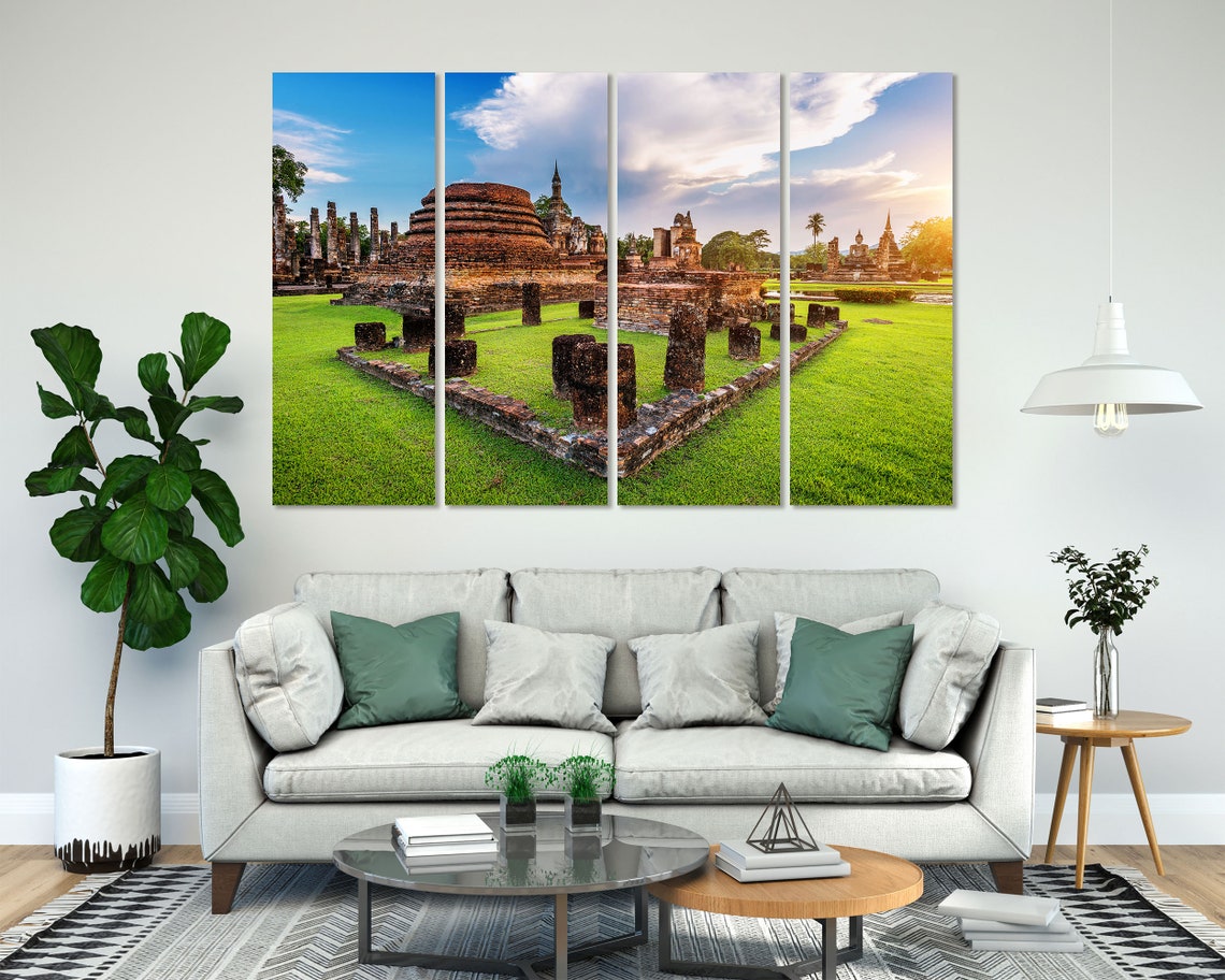 Sukhothai Historical Park Ancient Temple Ruins Sunset Thailand Poster - Image 7