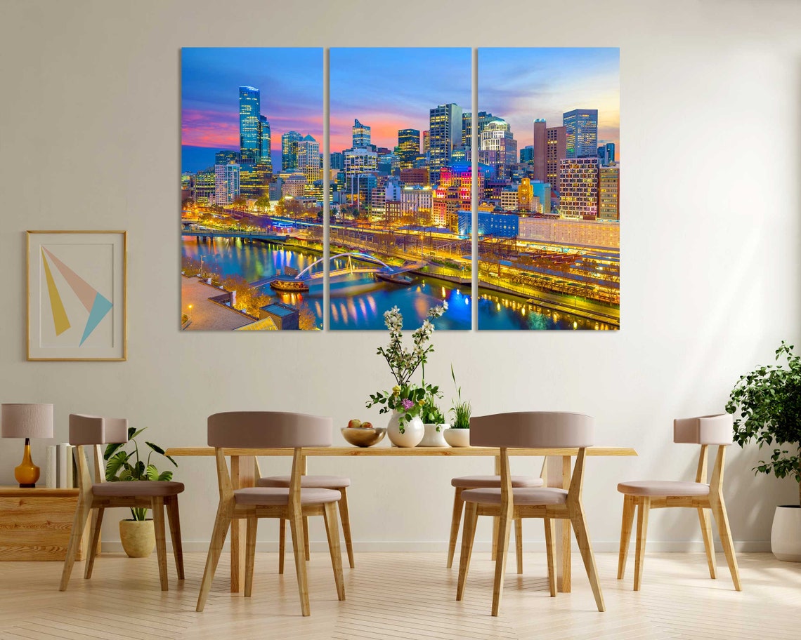 Melbourne Australia Skyline Twilight Yarra River City Lights Poster - Image 6
