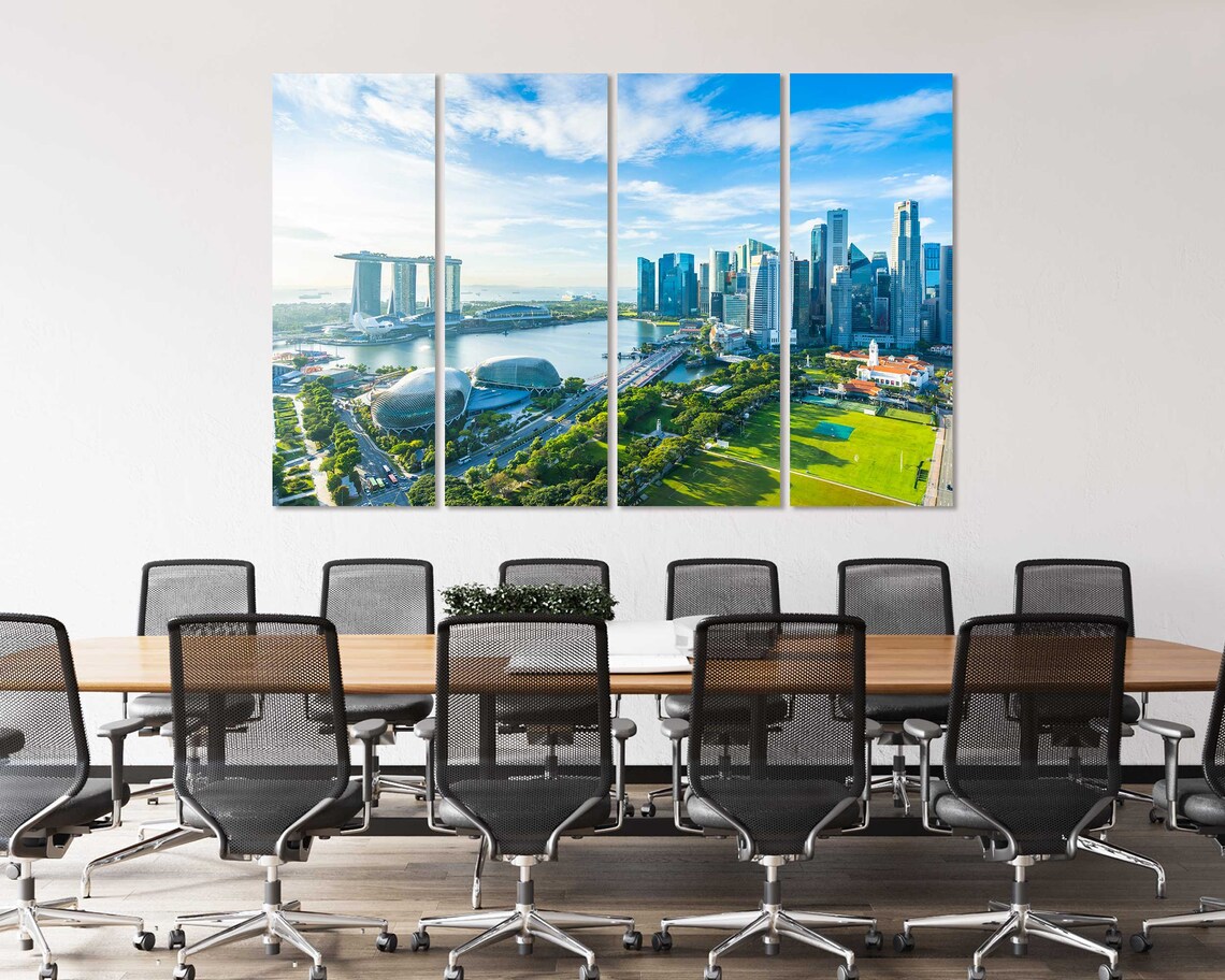 Singapore Skyline Marina Bay Daytime Aerial Cityscape Travel Poster - Image 4