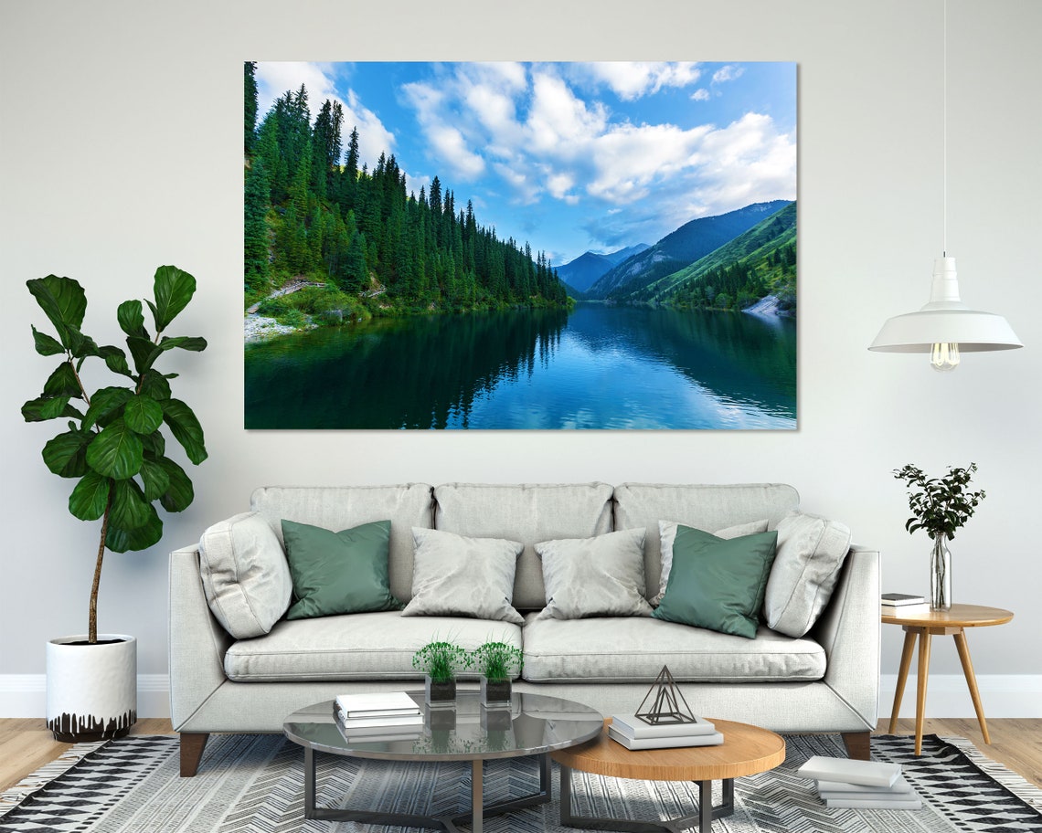 Kolsai Mountain Lake Pine Forest Reflection Kazakhstan Nature Poster - Image 8