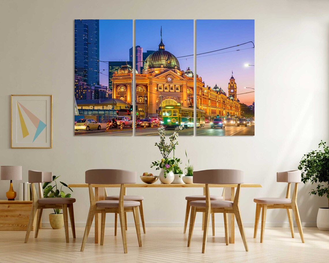 Melbourne Flinders Street Station Dusk Tram Cityscape Travel Poster - Image 8