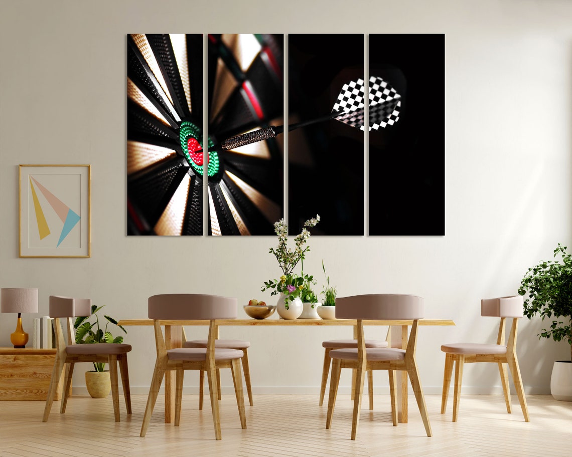 Dart Hitting Bullseye Black Background Target Focus Photography Poster - Image 5