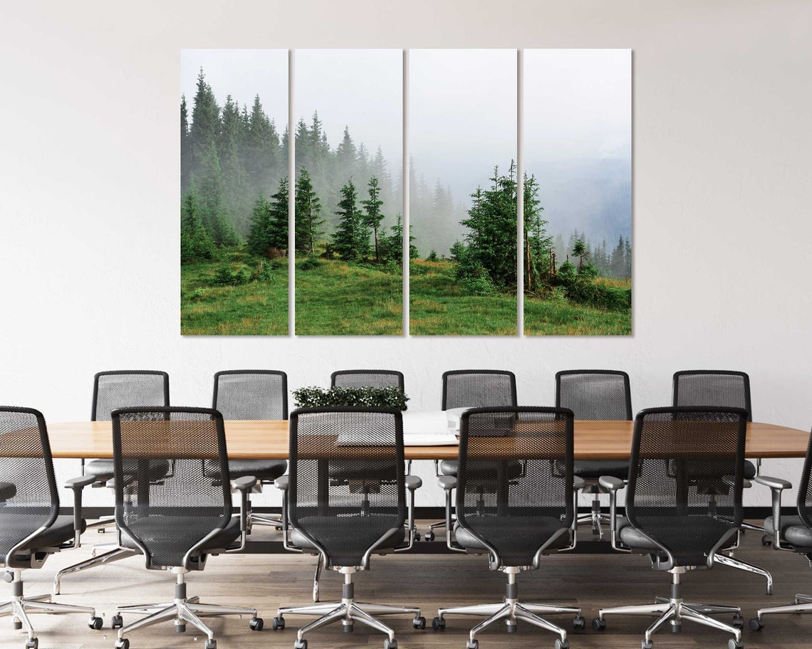 Foggy Pine Forest Misty Mountain Green Hillside Serene View Poster - Image 4