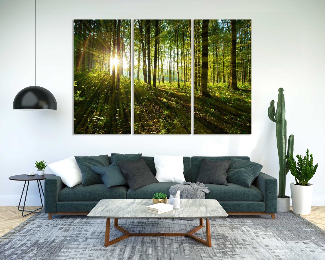 Forest Trees At Sunlight Large Decor For Wall Sunny Forest Popular Art For Gift Forest Photo Print Green Trees Artwork On - Image 2