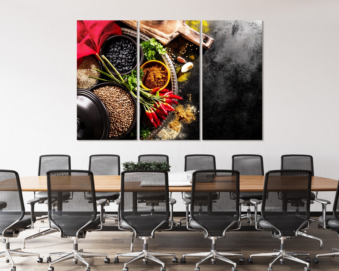 Spicy Cooking Ingredients Chili Peppers Herbs Dark Kitchen Poster - Image 3