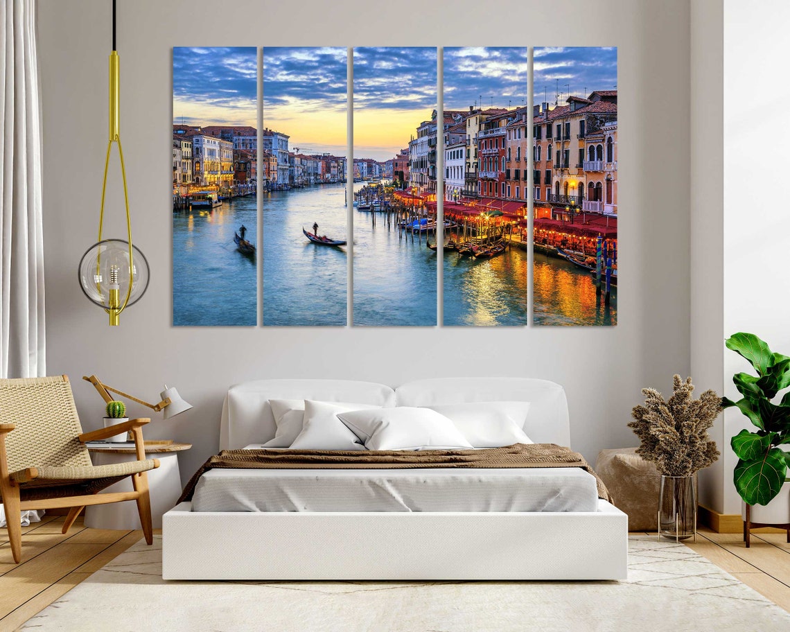 Venice Grand Canal Gondolas Sunset Colorful Waterfront Italy Poster - Image 6