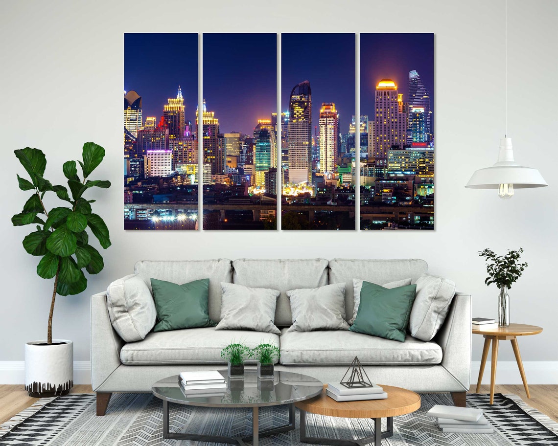Bangkok Thailand Skyline Night Golden Tower Lights Cityscape Poster - Image 7