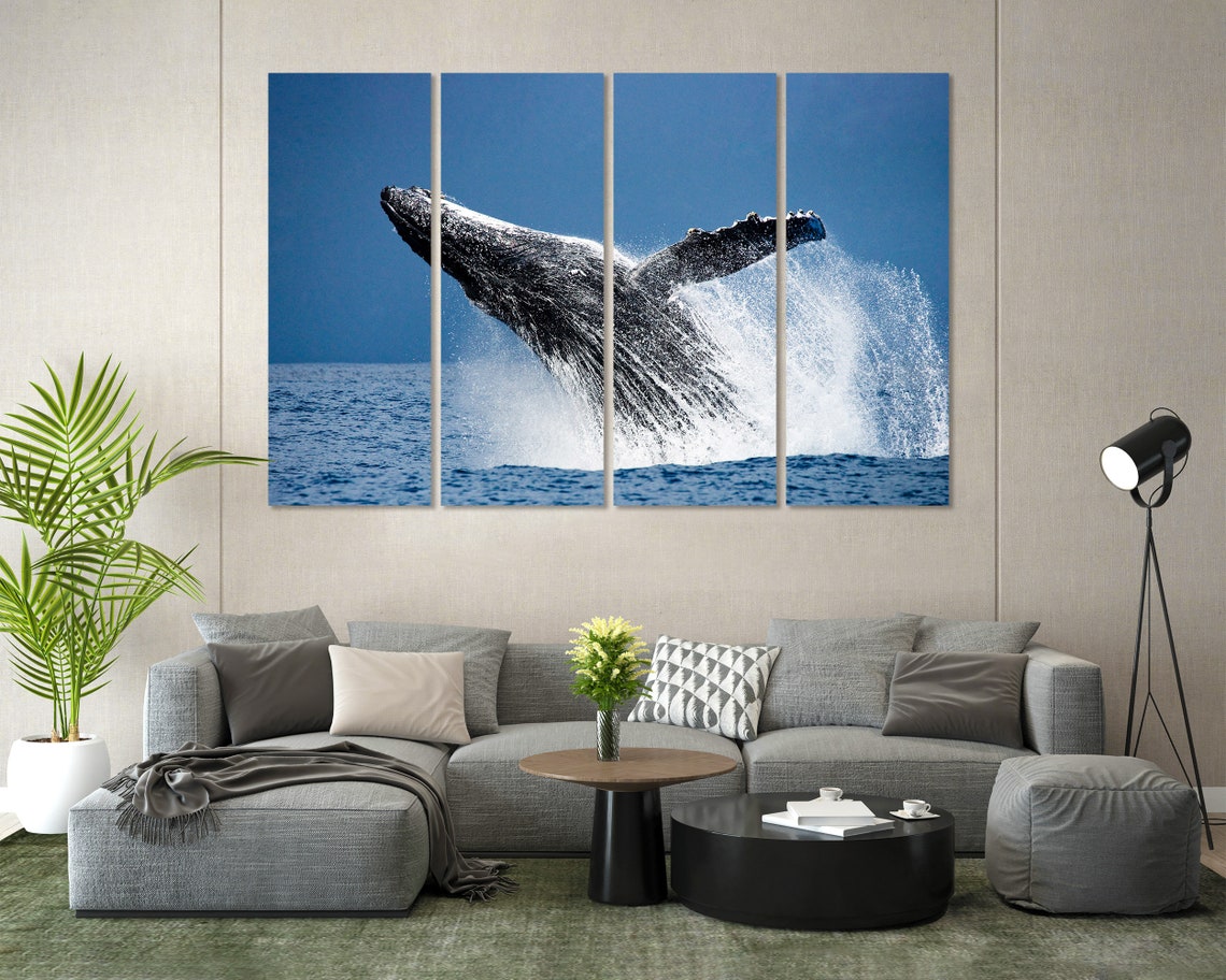 Humpback Whale Breaching Ocean Splash Blue Sea Wildlife Wall Poster - Image 7