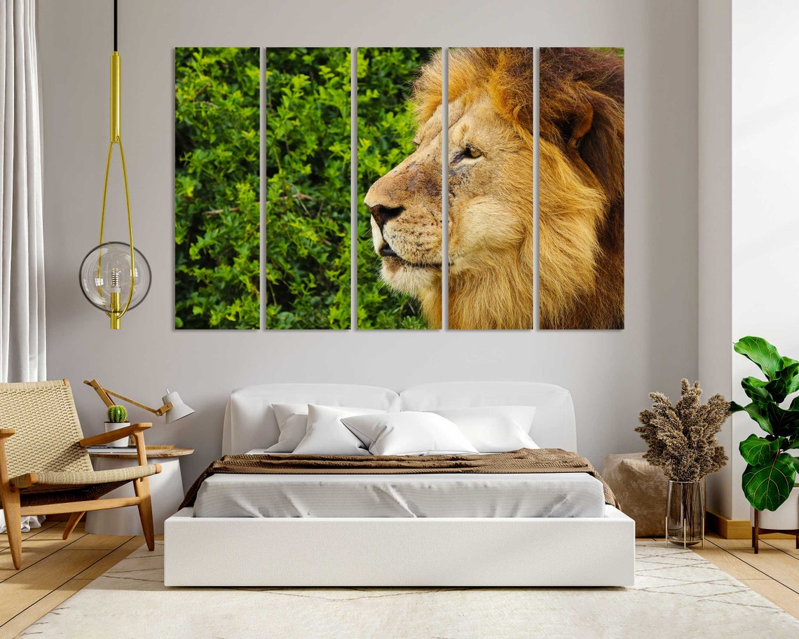 Mighty Lion Print Art On King Animal Art For Home Lion Portrait Print Safari Animals Photo Painting On Wildlife Artwork - Image 6
