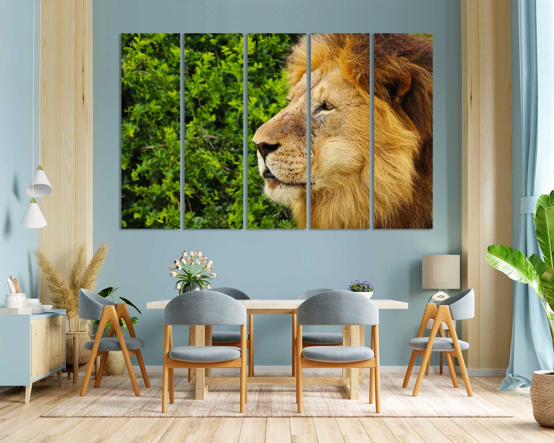Mighty Lion Print Art On King Animal Art For Home Lion Portrait Print Safari Animals Photo Painting On Wildlife Artwork - Image 3