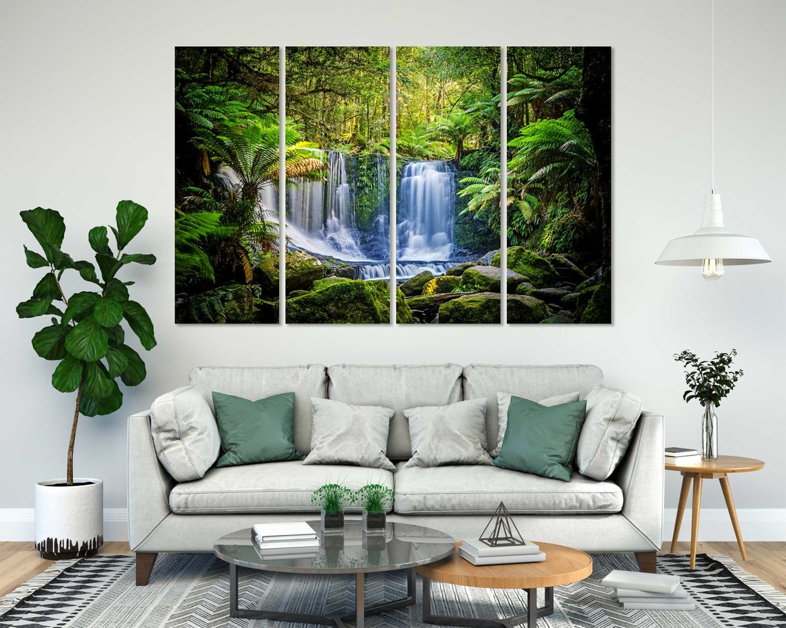 Tasmanian Rainforest Horseshoe Curtain Waterfall Moss Rocks Poster - Image 8