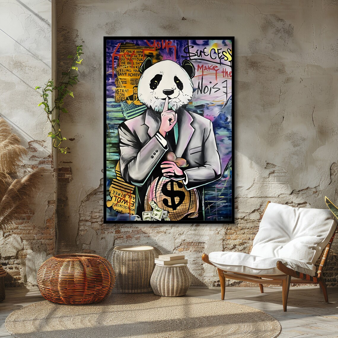 Panda Banker With Money Bag Graffiti Success Street Art Poster - Image 4