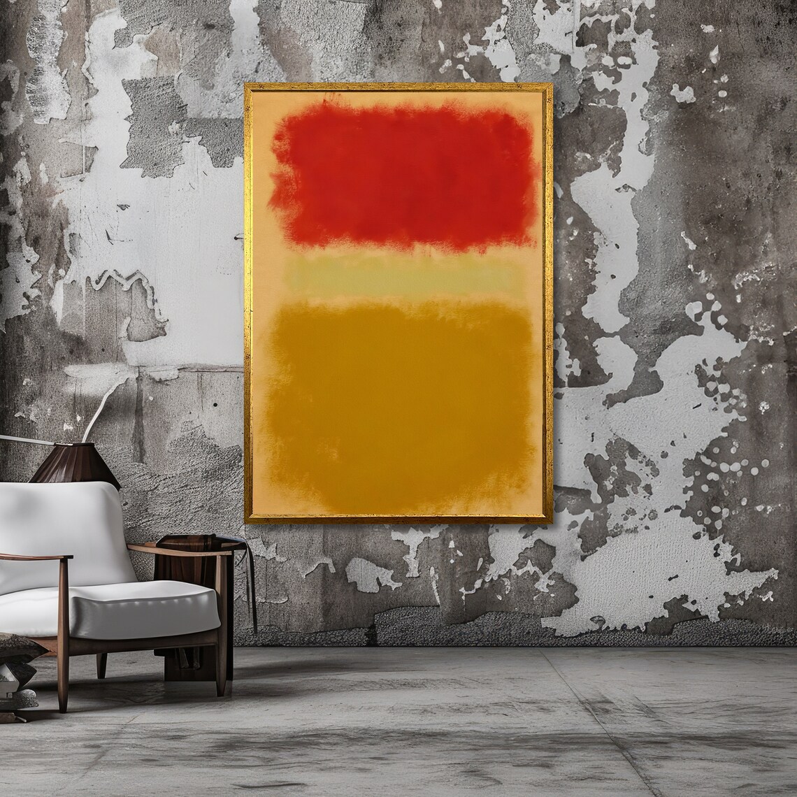 Red and Gold Rothko Style Abstract Color Field Poster on Warm Beige - Image 5