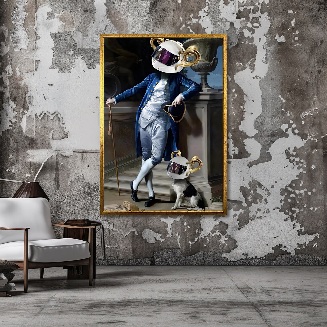 Renaissance Nobleman in Space Helmet Surreal Futuristic Poster - Image 3