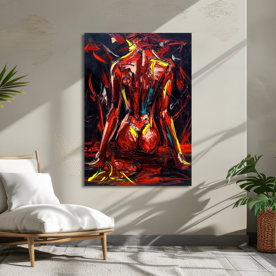 Fiery Passion Abstract Art Bold Abstract Erotic Expression Ready To Hang Wall Art - Image 5