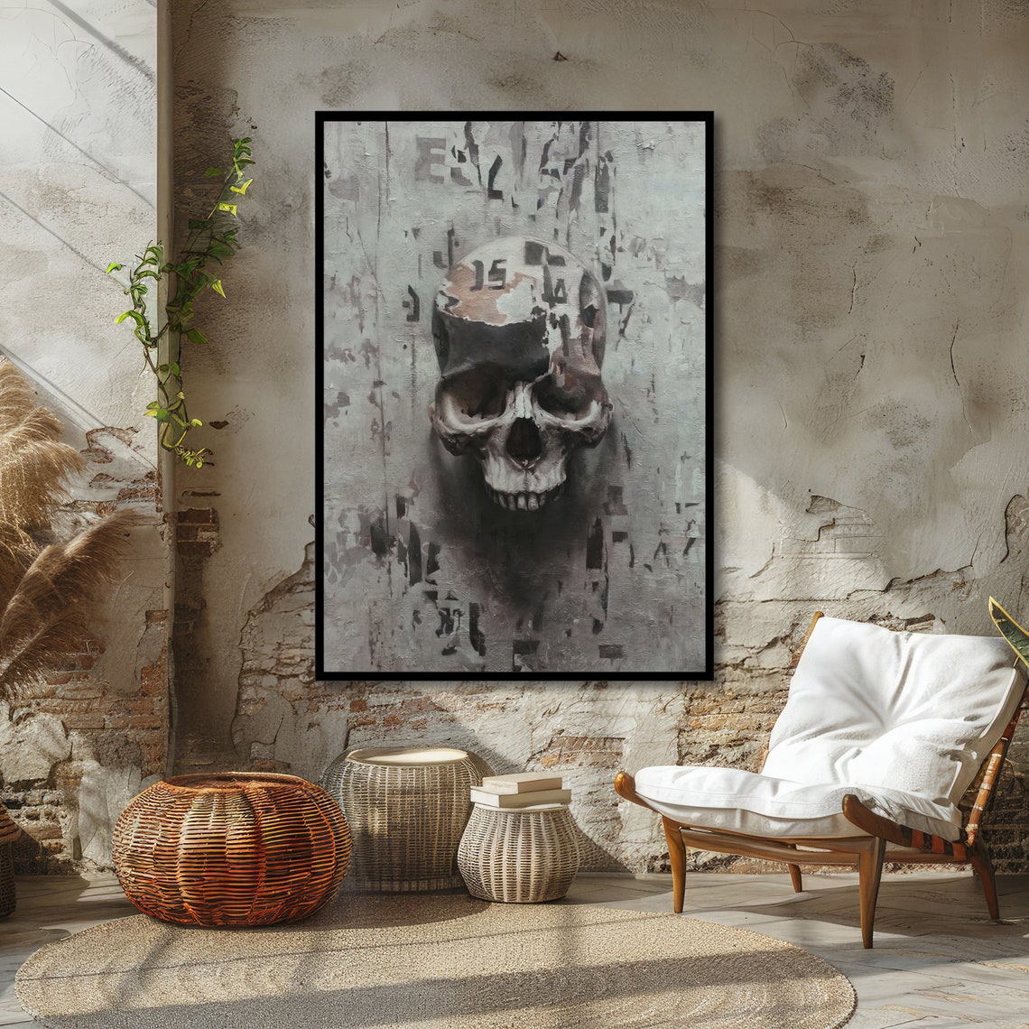 Gothic Skull Dark Wall Art Gothic Dcor Grunge Skull Print Ready To Hang - Image 4