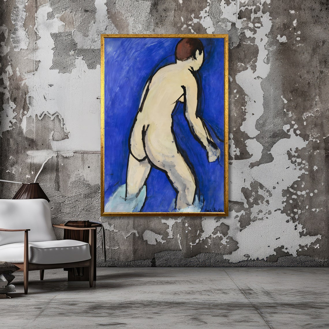 Matisse Blue Nude Woman Standing Against Deep Blue Fauvist Poster - Image 3