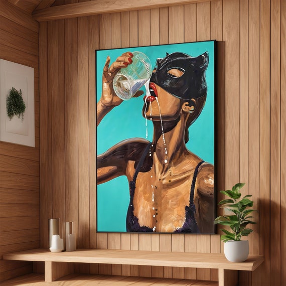 Erotic Catwoman Art Sensual Pop Art Milk Fantasy Bold Erotic Decor Ready To Hang