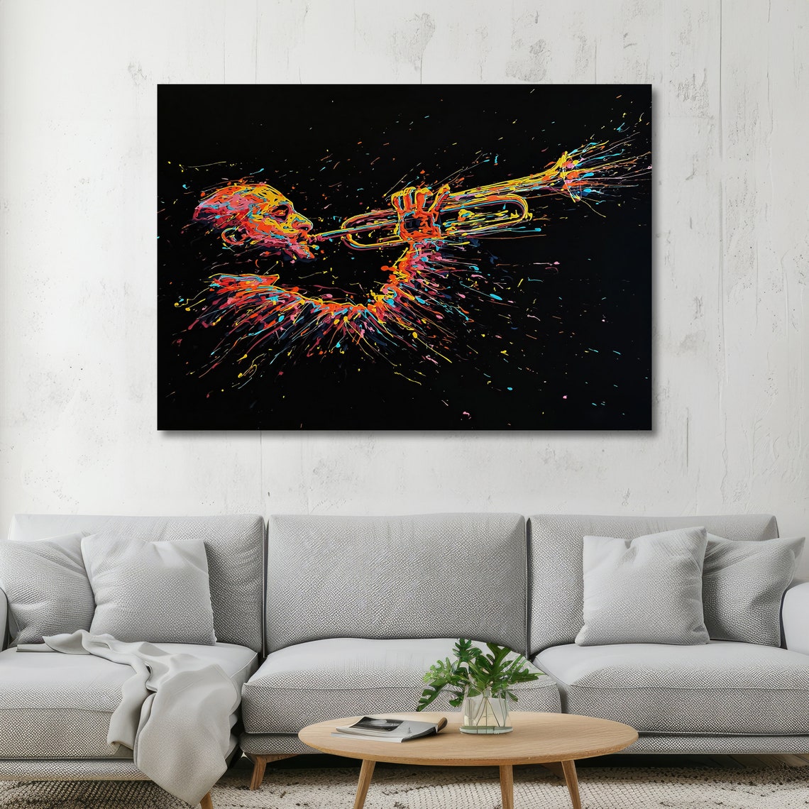 Colorful Jazz Trumpet Player Neon Splash Music Energy Poster - Image 5