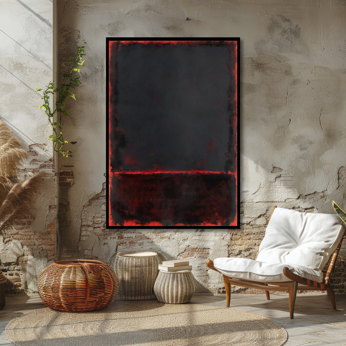 Dark Red and Black Rothko-Inspired Dramatic Color Field Poster - Image 3