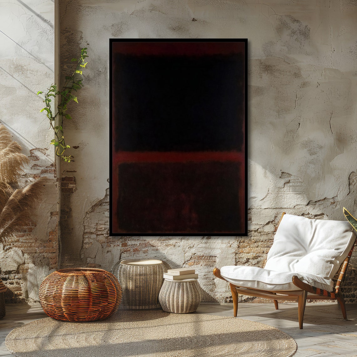 Midnight Black with Deep Red Edges Rothko Style Abstract Poster - Image 4