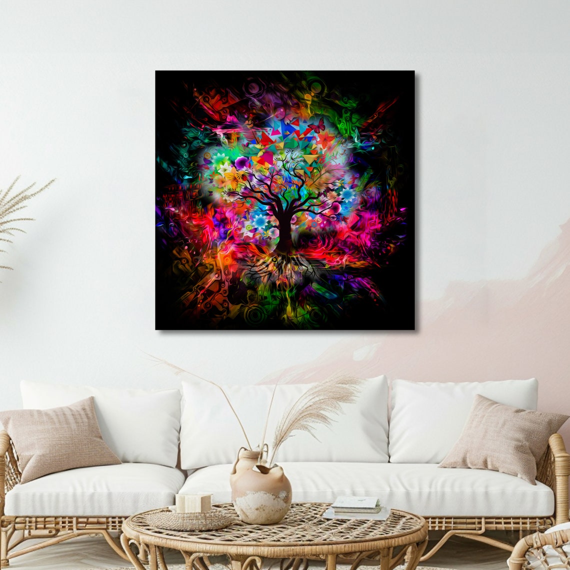 Vibrant Tree Of Life Colorful Nature Art Ready To Hang Wall Decor - Image 3