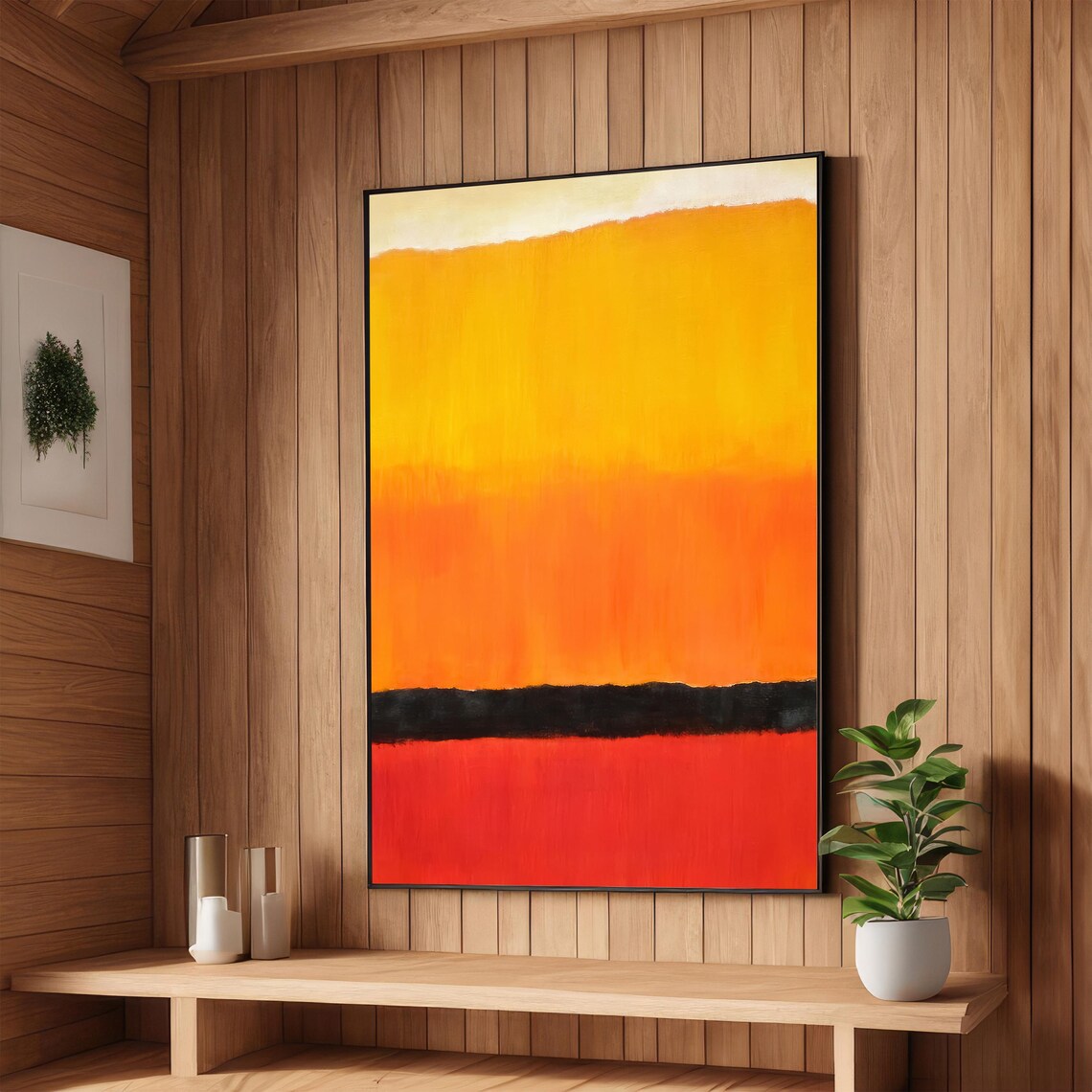 Vibrant Rothko Inspired Abstract Yellow and Red Color Field Art Poster