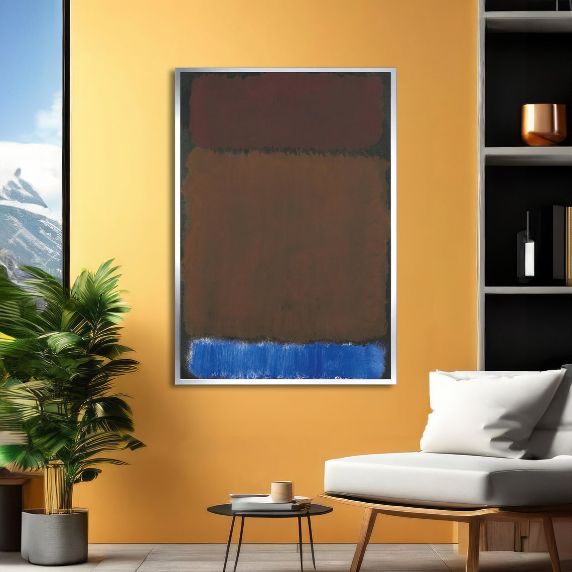 Earthy Brown and Cobalt Blue Rothko-Inspired Abstract Poster - Image 2