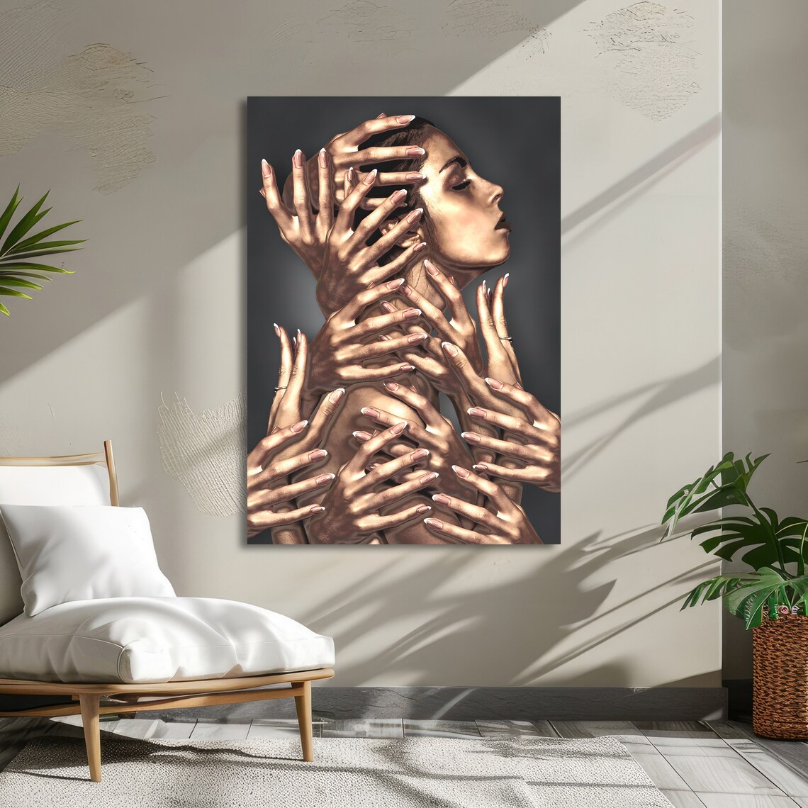 Enigmatic Woman Embraced By Many Hands Surreal Dark Moody Art Poster - Image 5