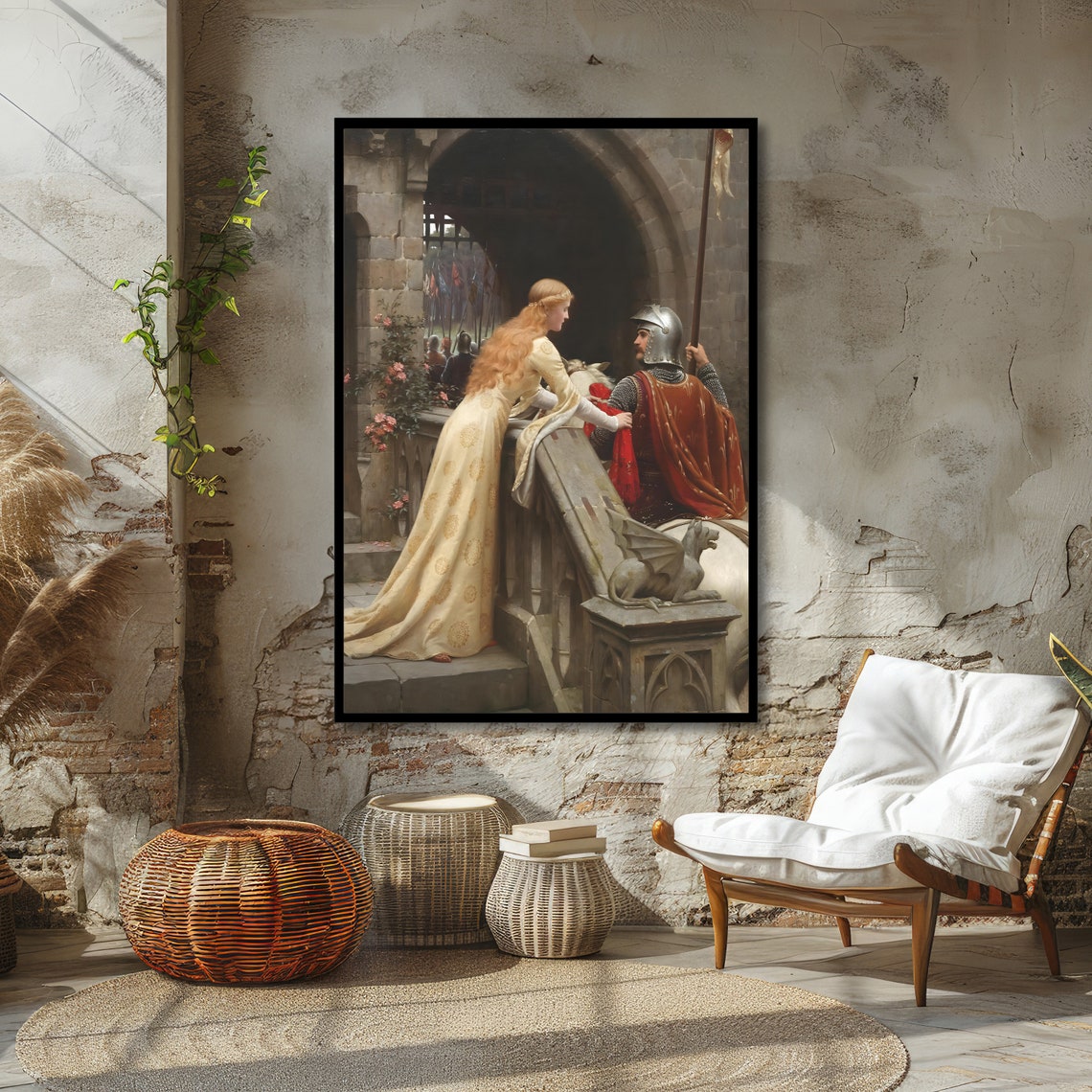God Speed Knight Farewell Edmund Leighton Classic Art Poster - Image 4